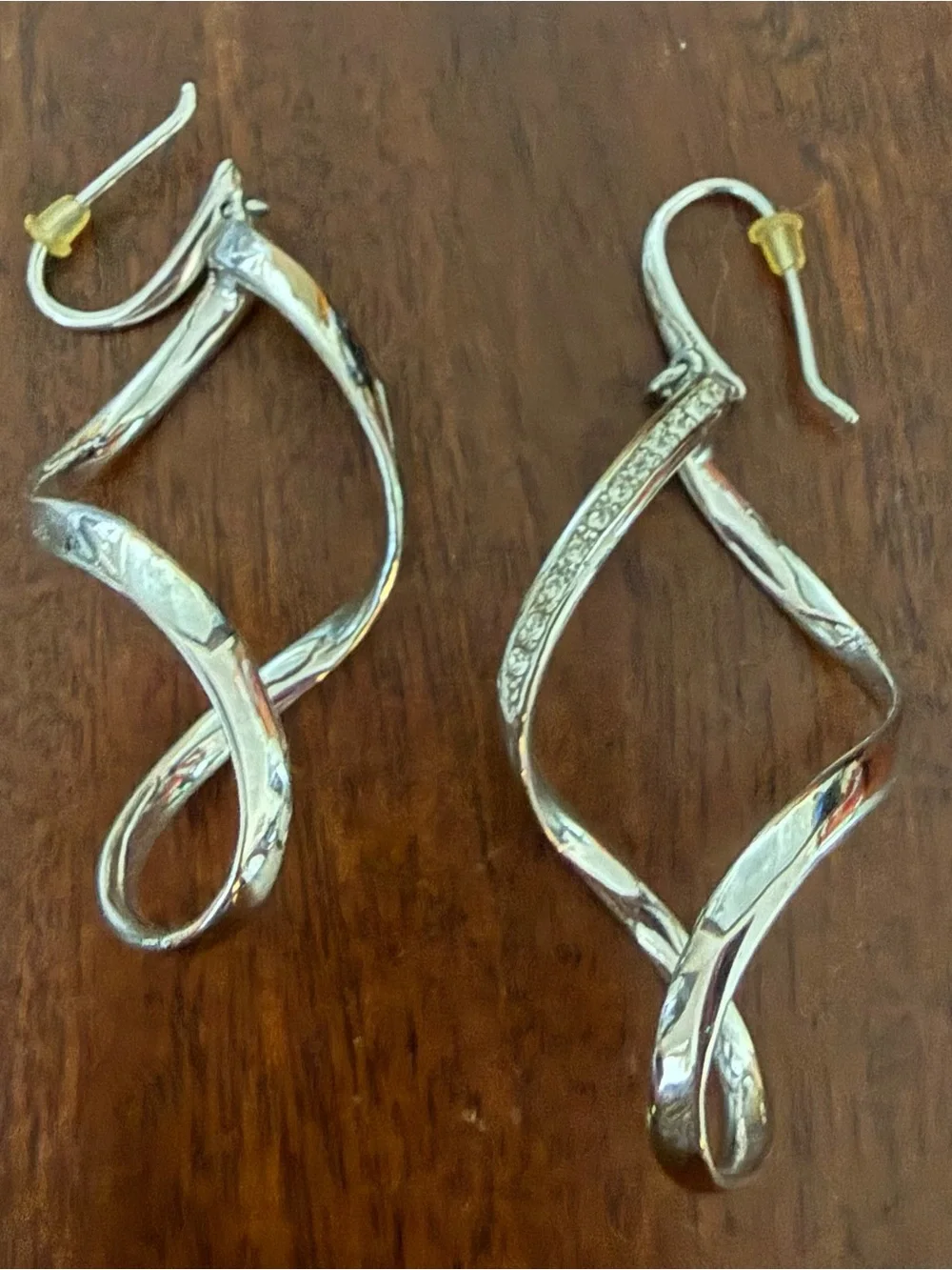 Touchstone Elegant Twisted Drop Earrings - Silver
